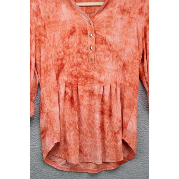 New Directions 3/4 Roll-tabbed Sleeves Silky Button-Up Top-Medium-New w/Tags - Picture 2 of 12